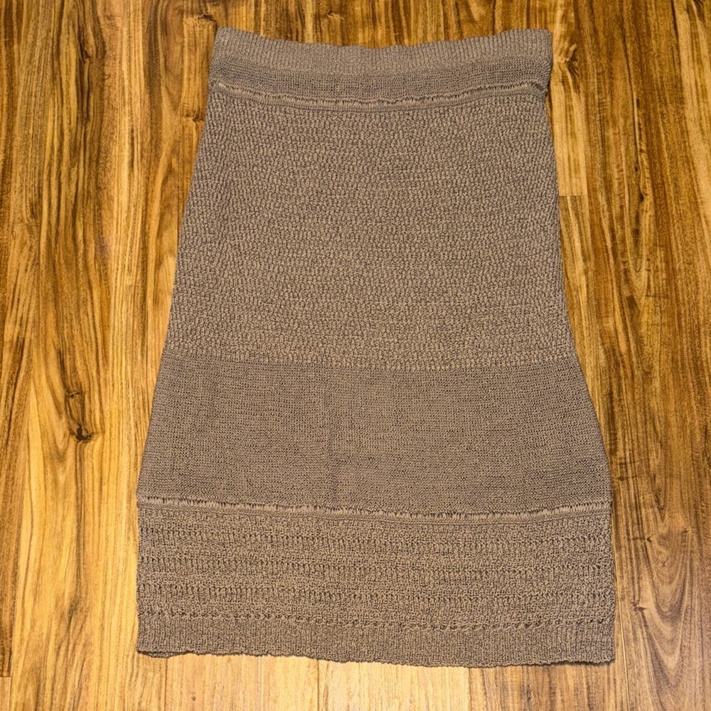 Chicos womens skirt 2 large 12 maxi midi tan taupe open knit boho neutral casual